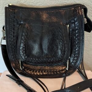 Rebecca Minkoff Mini Vanity black leather saddle crossbody bag